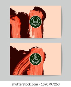 Set of vector business card templates with brush stroke background.