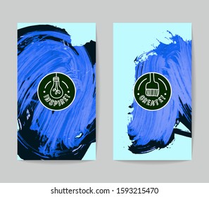 Set of vector business card templates with brush stroke background.