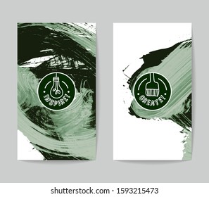Set of vector business card templates with brush stroke background.