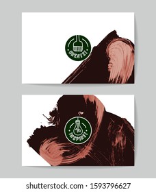 Set of vector business card templates with brush stroke background.