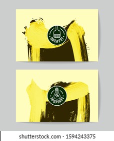 Set of vector business card templates with brush stroke background.