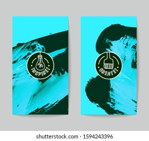 Set of vector business card templates with brush stroke background.