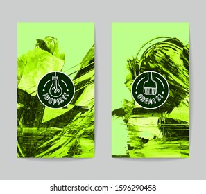 Set of vector business card templates with brush stroke background.