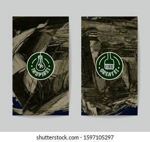 Set of vector business card templates with brush stroke background.