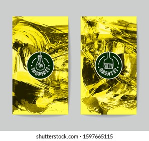 Set of vector business card templates with brush stroke background.