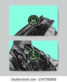 Set of vector business card templates with brush stroke background.