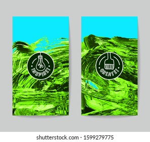 Set of vector business card templates with brush stroke background.