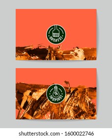 Set of vector business card templates with brush stroke background.