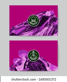 Set of vector business card templates with brush stroke background.