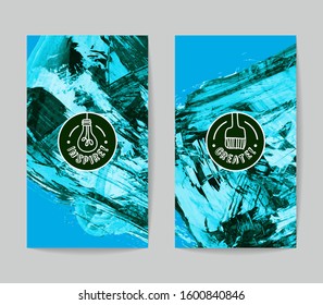 Set of vector business card templates with brush stroke background.
