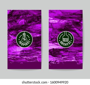 Set of vector business card templates with brush stroke background.