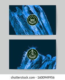 Set of vector business card templates with brush stroke background.