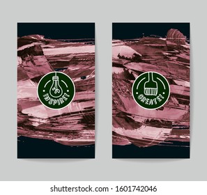Set of vector business card templates with brush stroke background.