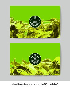 Set of vector business card templates with brush stroke background.