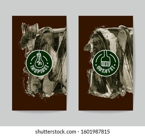 Set of vector business card templates with brush stroke background.