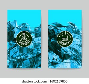 Set of vector business card templates with brush stroke background.