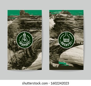 Set of vector business card templates with brush stroke background.
