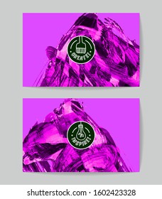 Set of vector business card templates with brush stroke background.