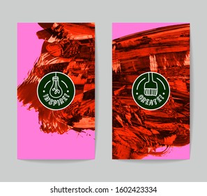 Set of vector business card templates with brush stroke background.