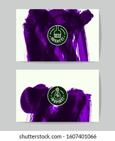 Set of vector business card templates with brush stroke background.