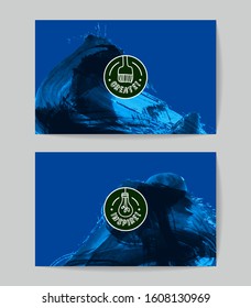 Set of vector business card templates with brush stroke background.