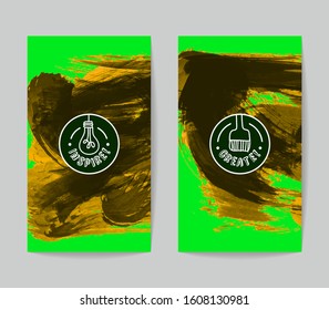 Set of vector business card templates with brush stroke background.