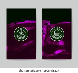 Set of vector business card templates with brush stroke background.
