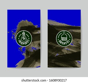 Set of vector business card templates with brush stroke background.