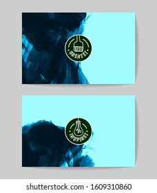 Set of vector business card templates with brush stroke background.