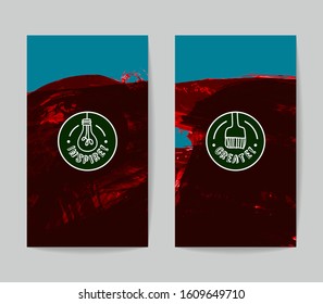 Set of vector business card templates with brush stroke background.