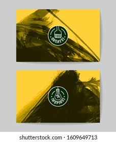 Set of vector business card templates with brush stroke background.
