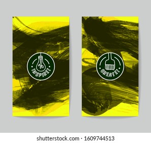 Set of vector business card templates with brush stroke background.