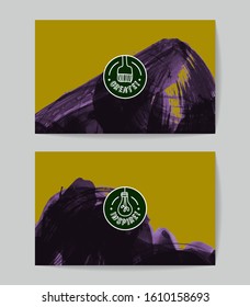 Set of vector business card templates with brush stroke background.