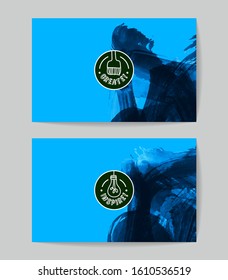 Set of vector business card templates with brush stroke background.