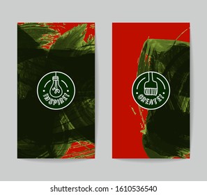 Set of vector business card templates with brush stroke background.