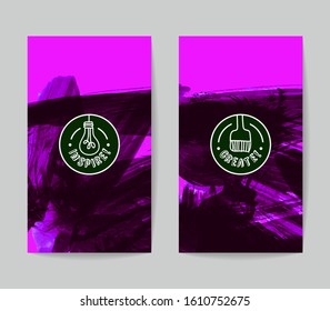 Set of vector business card templates with brush stroke background.