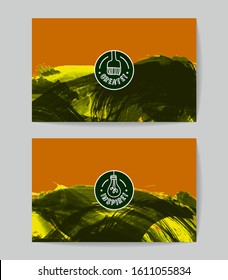 Set of vector business card templates with brush stroke background.