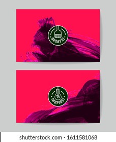 Set of vector business card templates with brush stroke background.