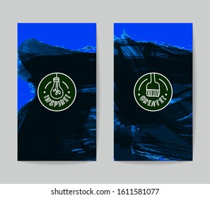 Set of vector business card templates with brush stroke background.