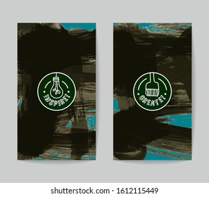 Set of vector business card templates with brush stroke background.
