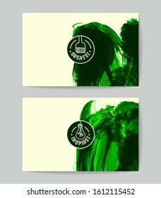 Set of vector business card templates with brush stroke background.