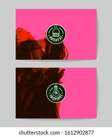 Set of vector business card templates with brush stroke background.