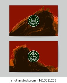 Set of vector business card templates with brush stroke background.