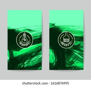 Set of vector business card templates with brush stroke background.