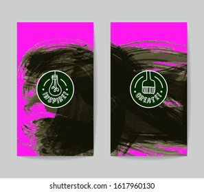 Set of vector business card templates with brush stroke background.