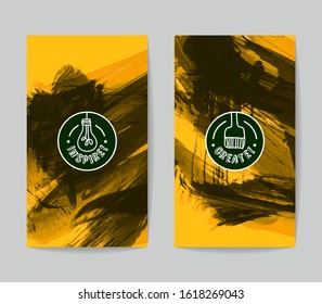 Set of vector business card templates with brush stroke background.