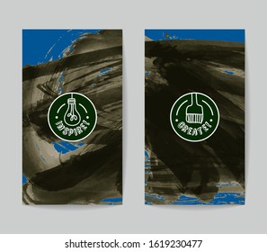 Set of vector business card templates with brush stroke background.