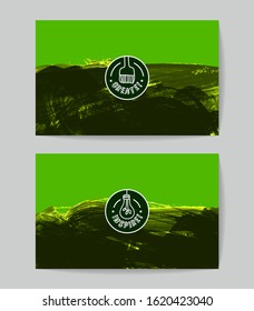 Set of vector business card templates with brush stroke background.