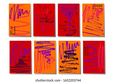 Set of vector business card templates with brush stroke background. Rough brush strokes. Stamp for Calligraphy. Typographic template.