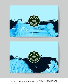 Set von Visitenkarten-Vorlagen für Vektorillustrationen mit Pinselstrich.